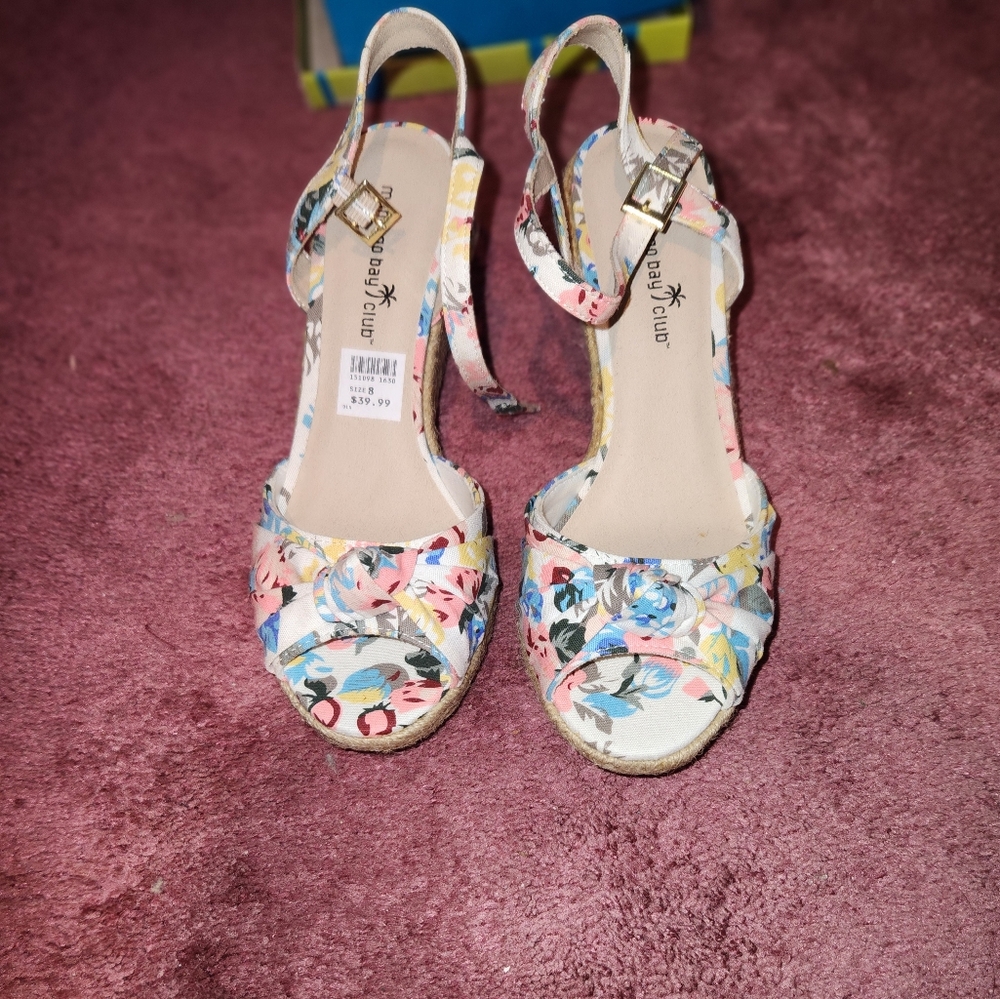 Floral Sandals Wedge New in Box